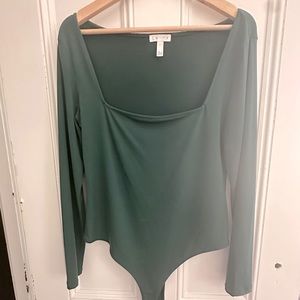 Keith Large Emerald Green Square Neckline Form Fitting Bodysuit